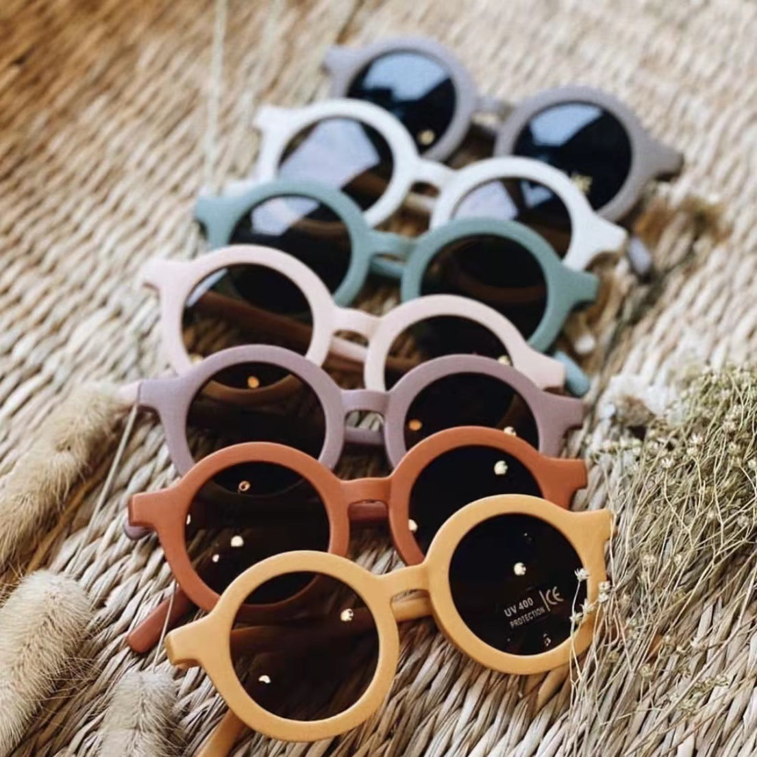 Cute Sweet Solid Color Ac Square Clips Kids Sunglasses